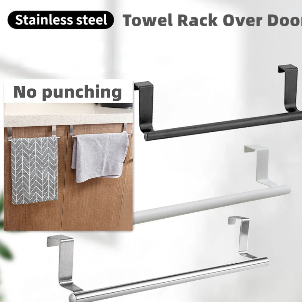 Over-Door Towel Rack – Stainless Steel Hanging Towel Bar (1/2pcs)