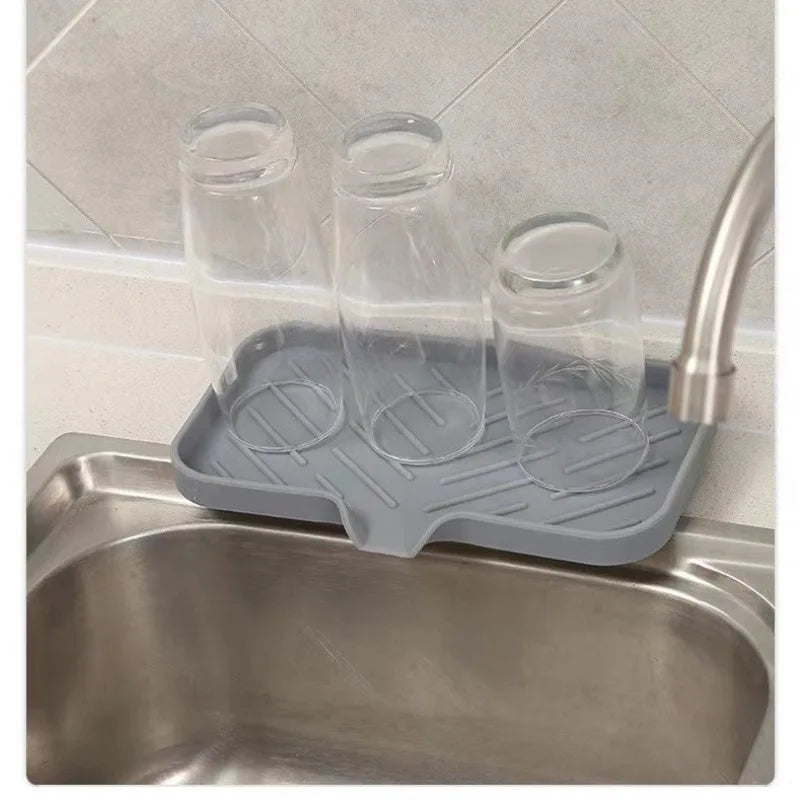 Silicone Sink Tray with Drain – Soap & Sponge Countertop Organizer