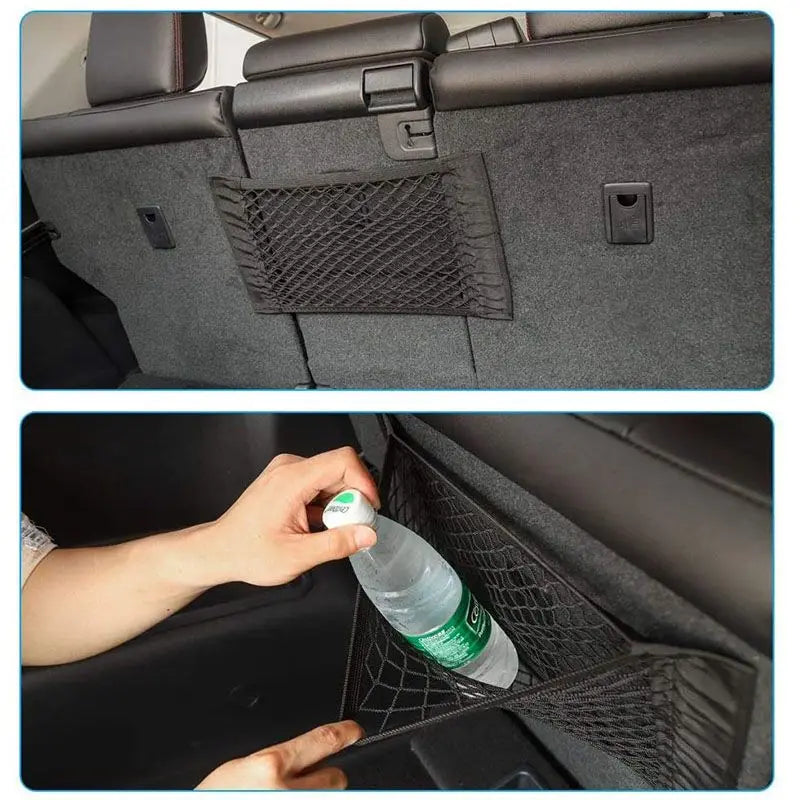 Car Trunk Mesh Organizer – Universal Velcro Storage Pocket for Vehicle Interiors