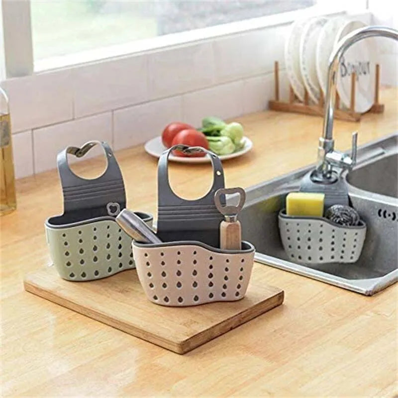 Adjustable Sink Hanging Caddy – Rubber Soap & Sponge Holder