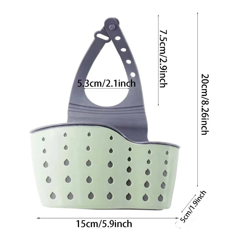 Adjustable Sink Hanging Caddy – Rubber Soap & Sponge Holder