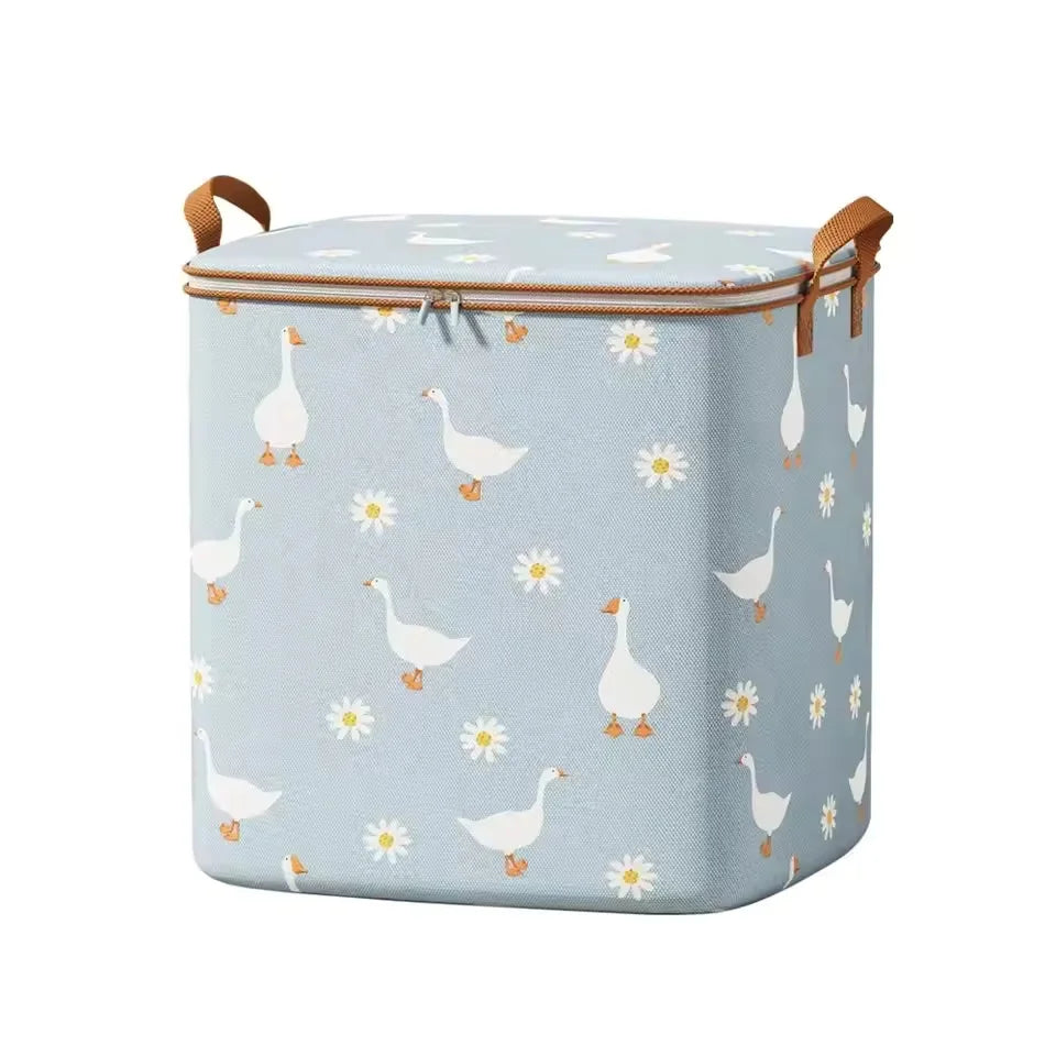 Daisy Goose Storage Bag For Quilt Down Jacket Winter Clothing Large Capacity Foldable Closet Organizer Cotton Quilt Storage Bags