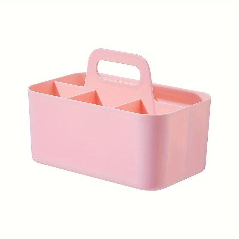 5-Compartment Desk Organiser with Handle – Portable Plastic Storage Basket