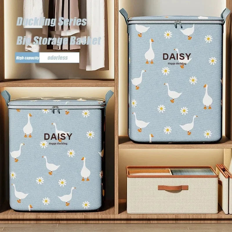 Daisy Goose Storage Bag For Quilt Down Jacket Winter Clothing Large Capacity Foldable Closet Organizer Cotton Quilt Storage Bags