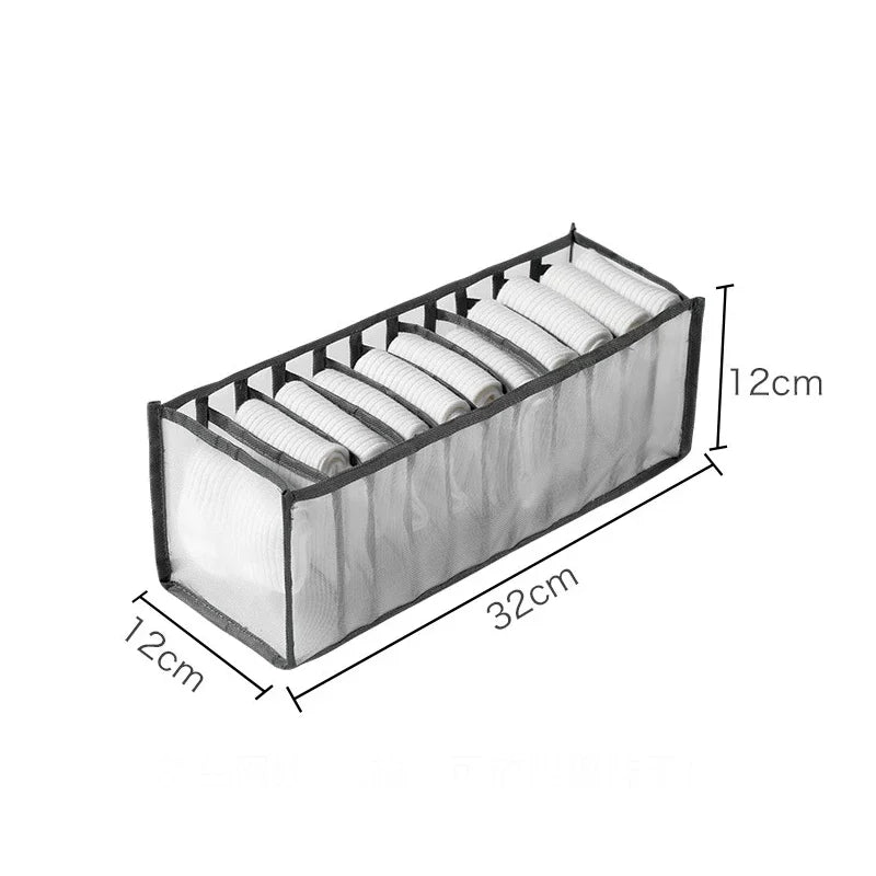 Underwear & Socks Drawer Organizer – Washable Mesh Storage Box with Compartments