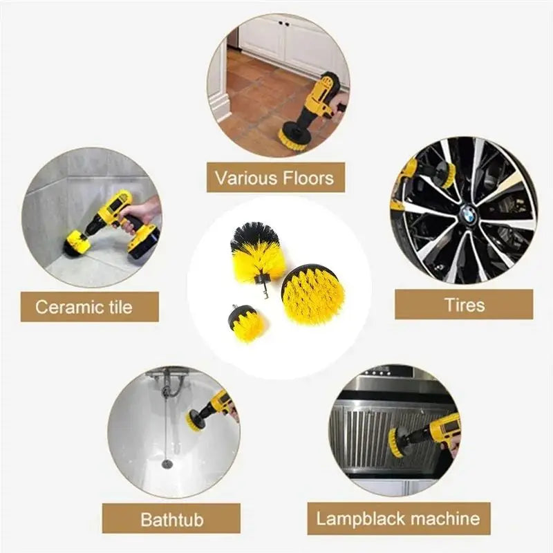 3-Piece Drill Brush Attachment Set – Power Scrubber for Bathroom & Tile Cleaning