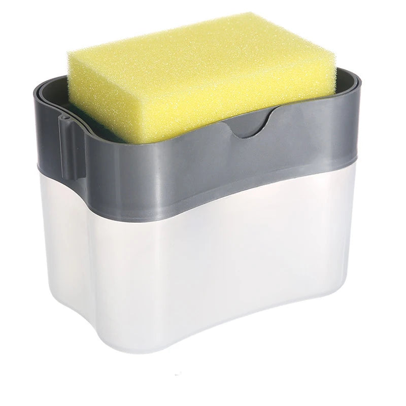 Press Soap Dispenser with Sponge Holder – Kitchen & Bathroom Liquid Detergent Dispenser