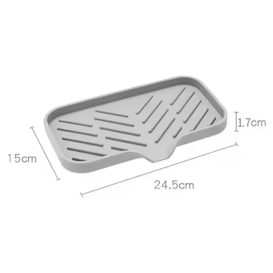 Silicone Sink Tray with Drain – Soap & Sponge Countertop Organizer