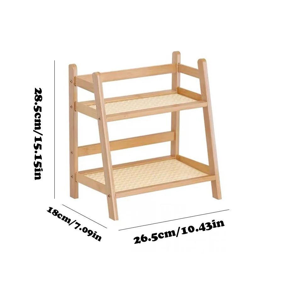 2-Tier Bamboo Countertop Organizer – Multi-Purpose Storage Shelf for Kitchen & Home