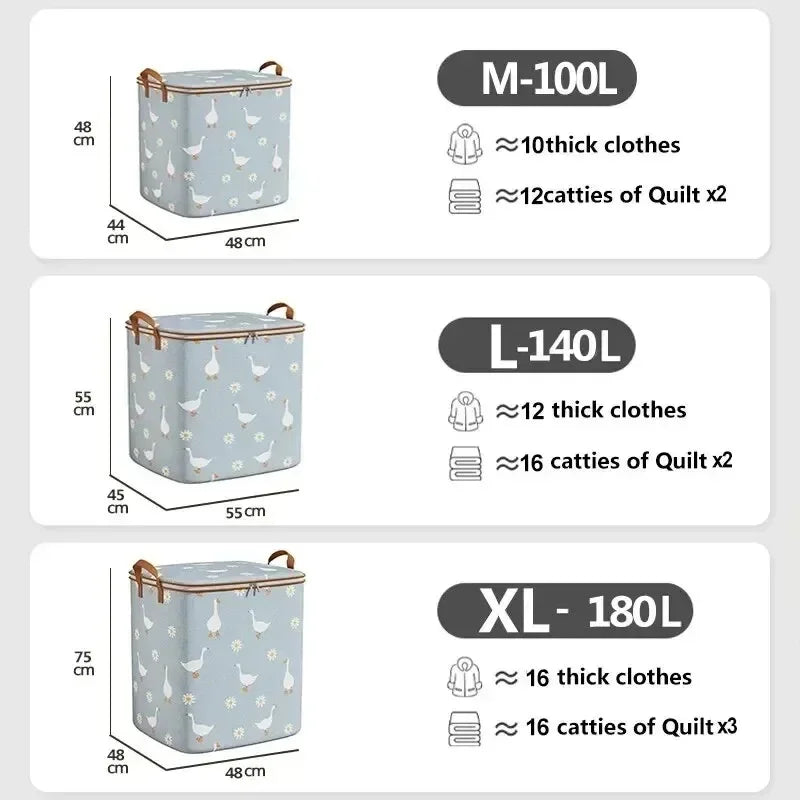 Daisy Goose Storage Bag For Quilt Down Jacket Winter Clothing Large Capacity Foldable Closet Organizer Cotton Quilt Storage Bags