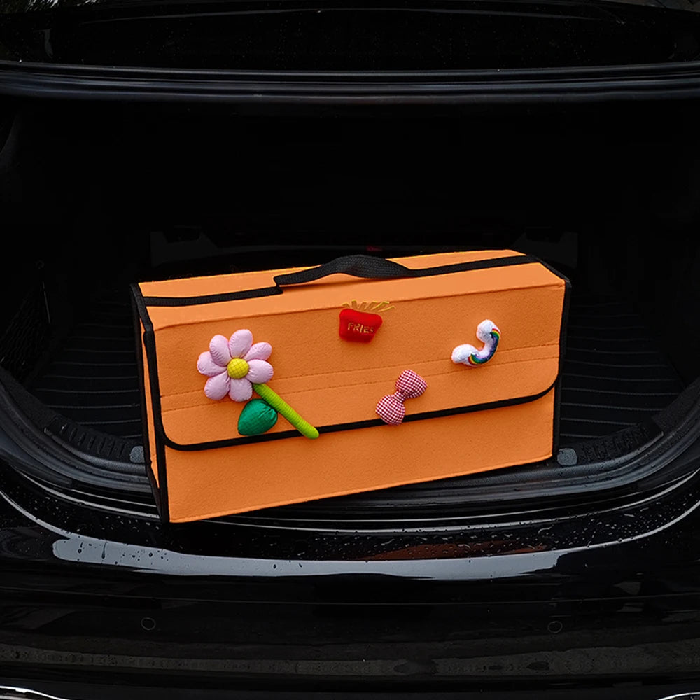 Large Anti-Slip Boot Organiser Soft Felt Car Boot Storage with Compartments Tool Bag Vehicle Accessory