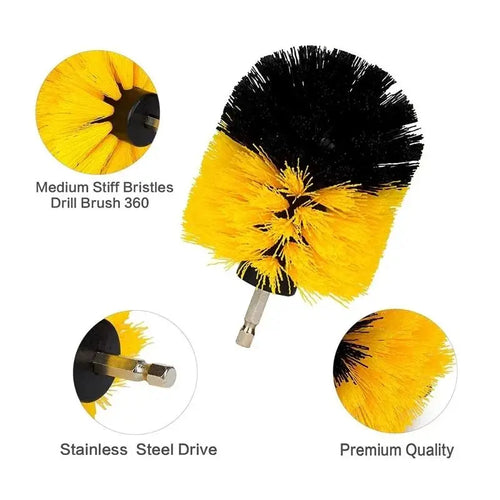 3-Piece Drill Brush Attachment Set – Power Scrubber for Bathroom & Tile Cleaning