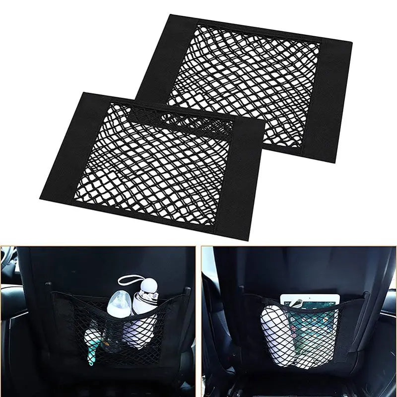 Car Trunk Mesh Organizer – Universal Velcro Storage Pocket for Vehicle Interiors