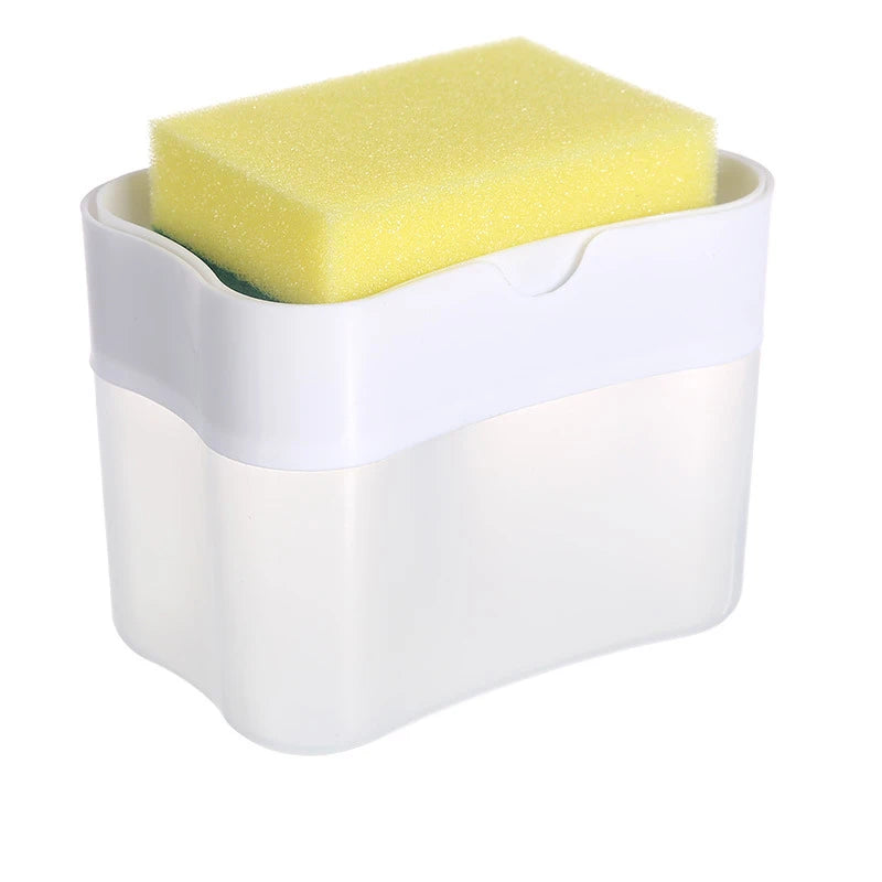 Press Soap Dispenser with Sponge Holder – Kitchen & Bathroom Liquid Detergent Dispenser