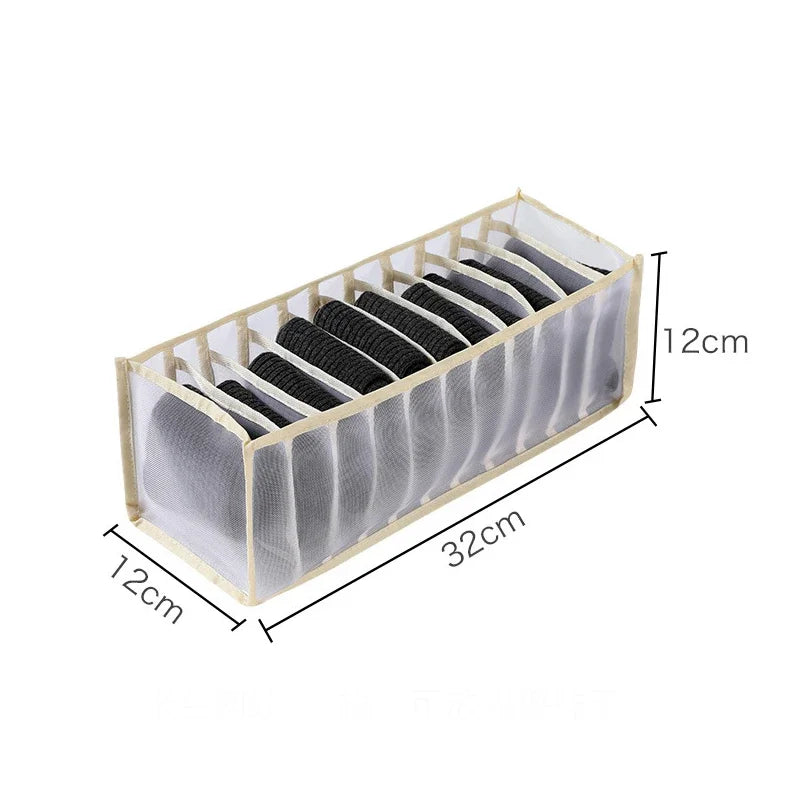 Underwear & Socks Drawer Organizer – Washable Mesh Storage Box with Compartments