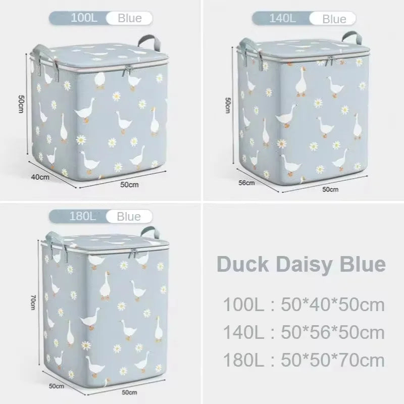 Daisy Goose Storage Bag For Quilt Down Jacket Winter Clothing Large Capacity Foldable Closet Organizer Cotton Quilt Storage Bags