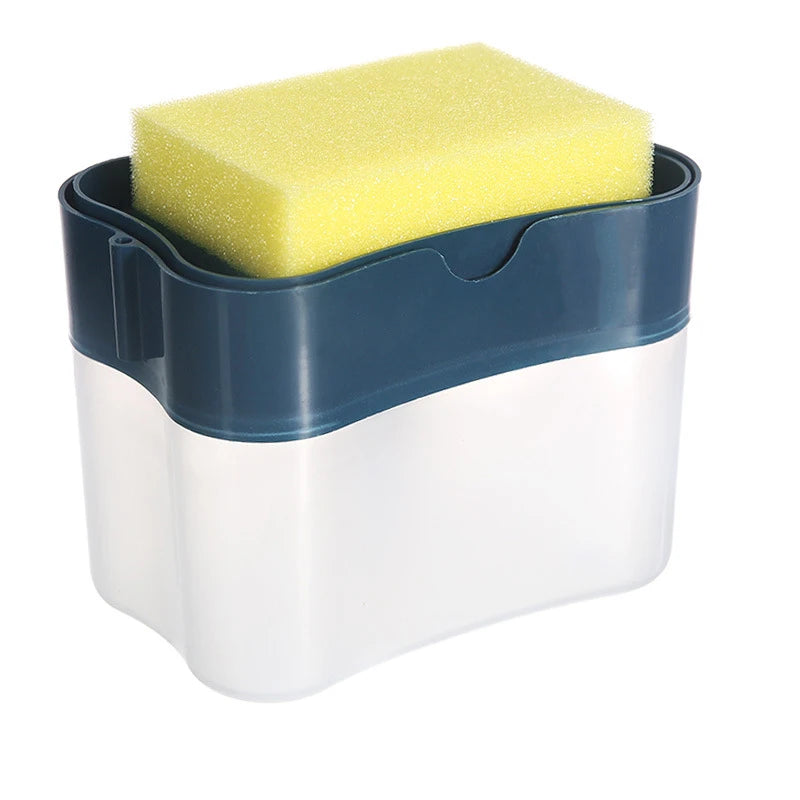 Press Soap Dispenser with Sponge Holder – Kitchen & Bathroom Liquid Detergent Dispenser