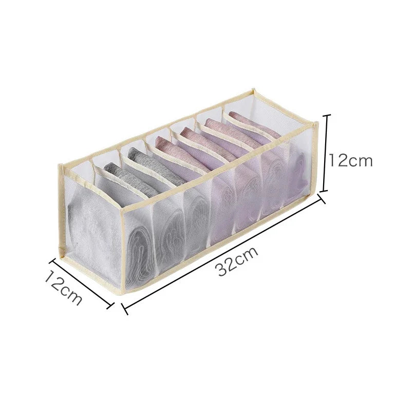 Underwear & Socks Drawer Organizer – Washable Mesh Storage Box with Compartments