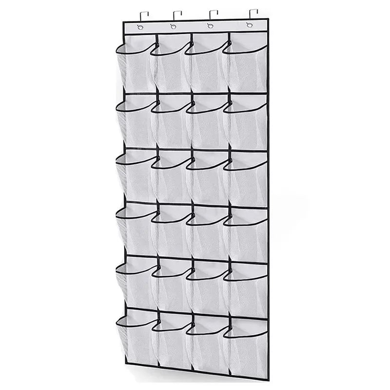 24-Pocket Hanging Shoe Organiser – Over-Door Mesh Storage Rack