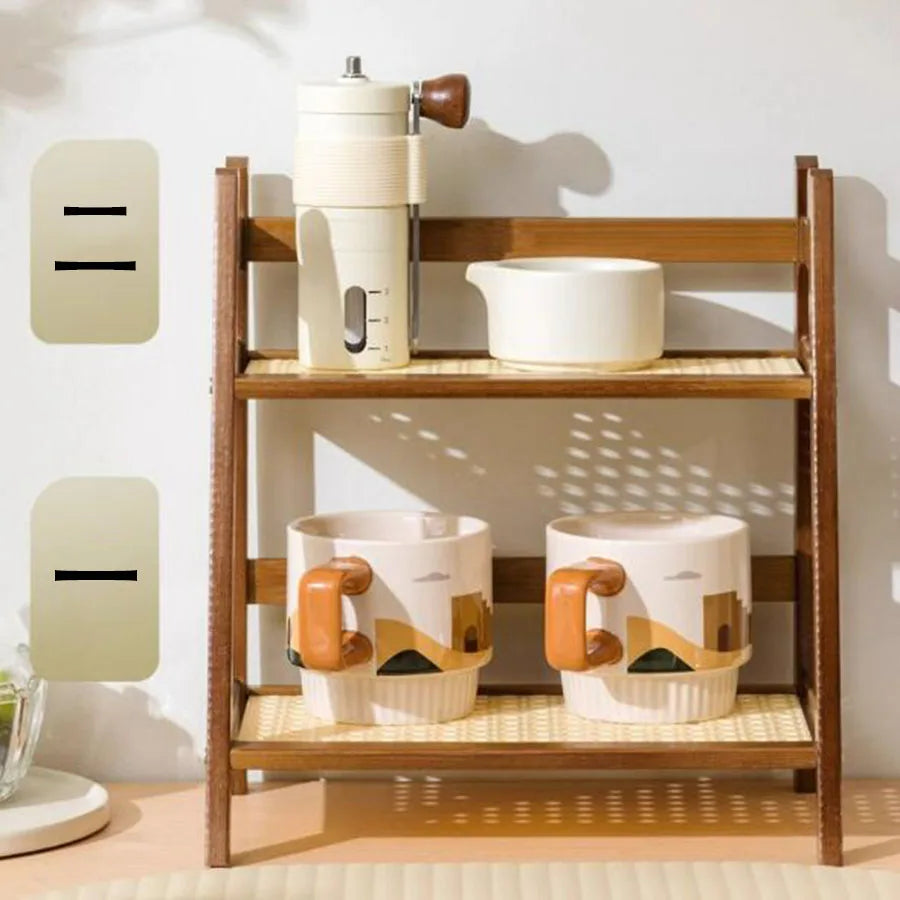2-Tier Bamboo Countertop Organizer – Multi-Purpose Storage Shelf for Kitchen & Home