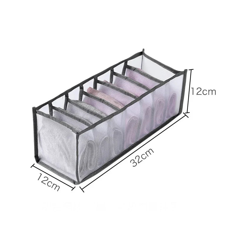 Underwear & Socks Drawer Organizer – Washable Mesh Storage Box with Compartments