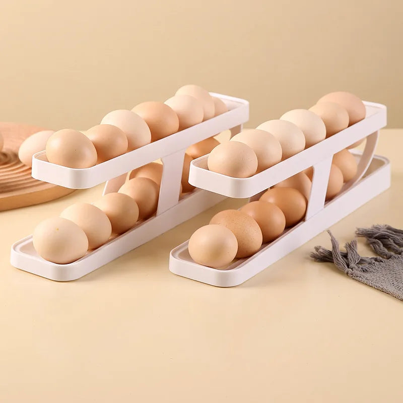Automatic Rolling Egg Holder – Space-Saving Refrigerator Egg Dispenser Rack