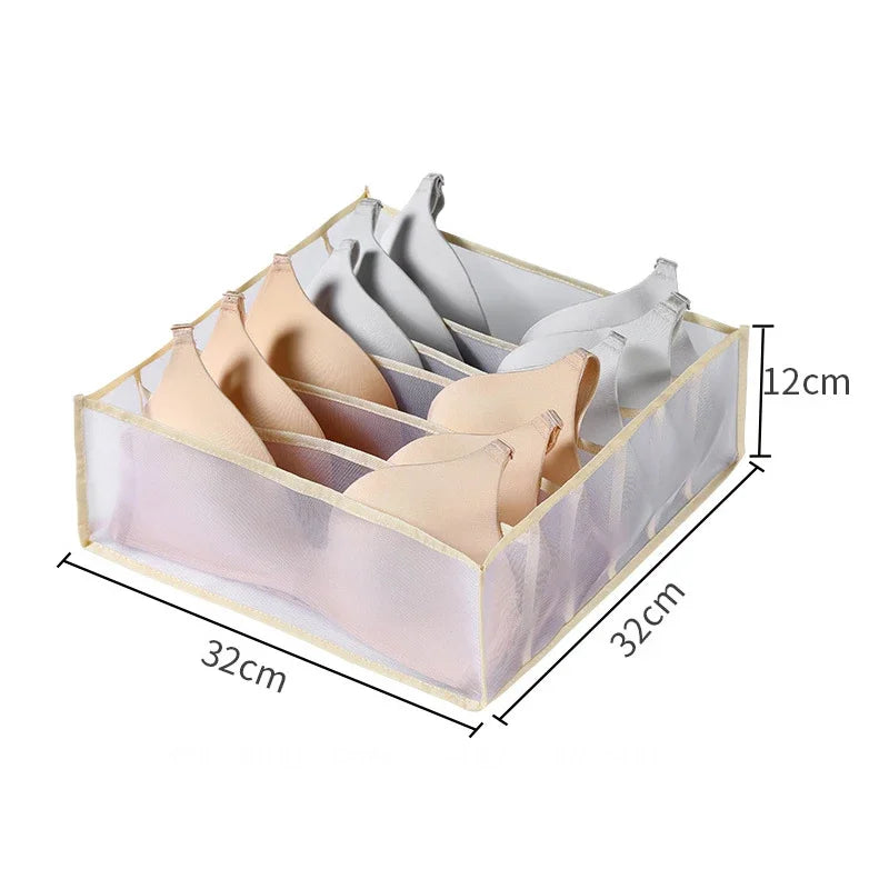 Underwear & Socks Drawer Organizer – Washable Mesh Storage Box with Compartments