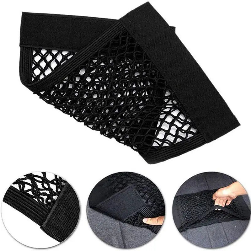 Car Trunk Mesh Organizer – Universal Velcro Storage Pocket for Vehicle Interiors
