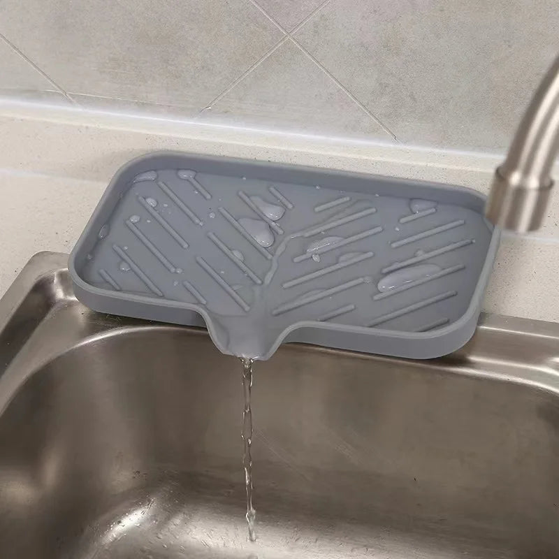 Silicone Sink Tray with Drain – Soap & Sponge Countertop Organizer