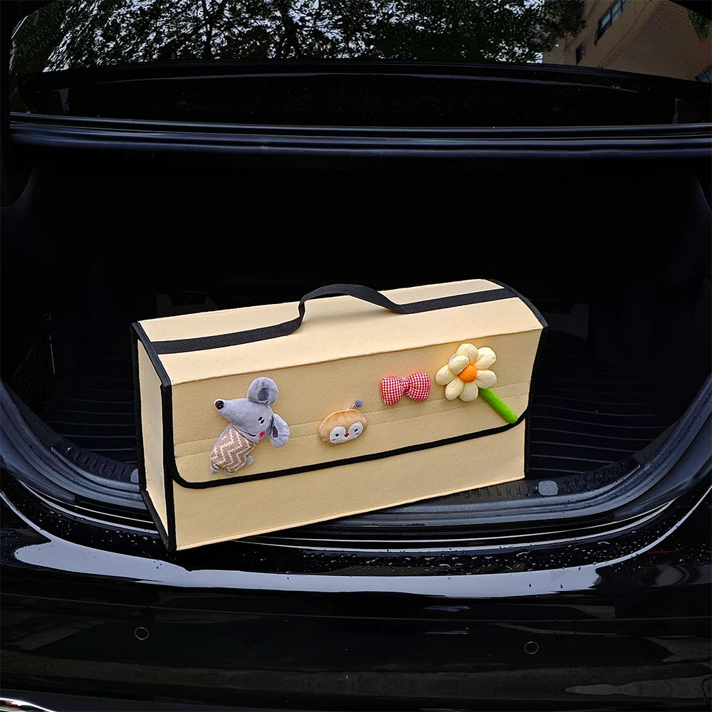 Large Anti-Slip Boot Organiser Soft Felt Car Boot Storage with Compartments Tool Bag Vehicle Accessory