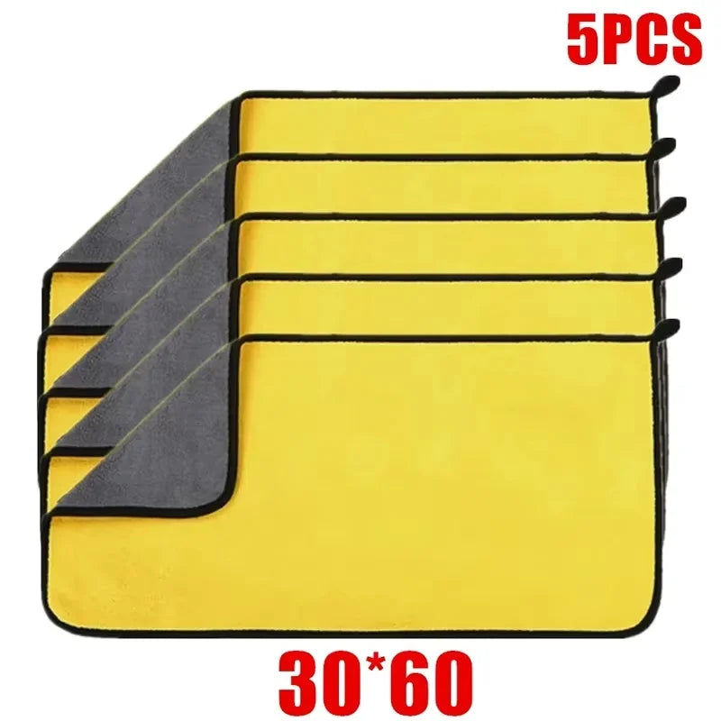 6-Piece Microfiber Car Cleaning Towels – Thick Double-Layer Drying Cloths