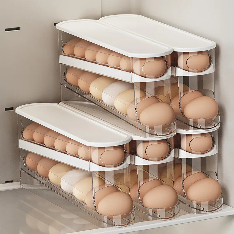 Automatic Rolling Egg Holder – Space-Saving Refrigerator Egg Dispenser Rack
