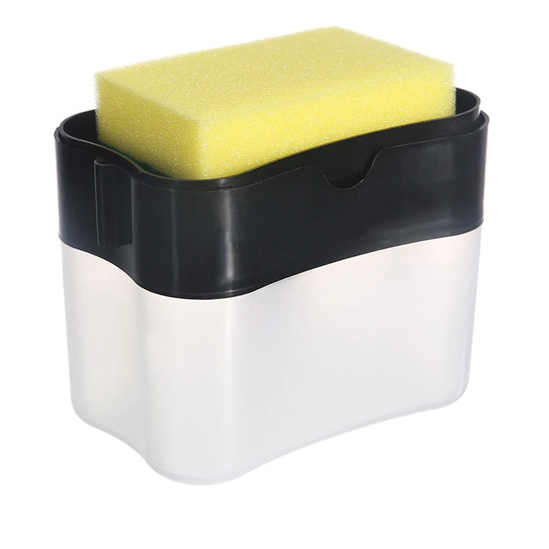 Press Soap Dispenser with Sponge Holder – Kitchen & Bathroom Liquid Detergent Dispenser